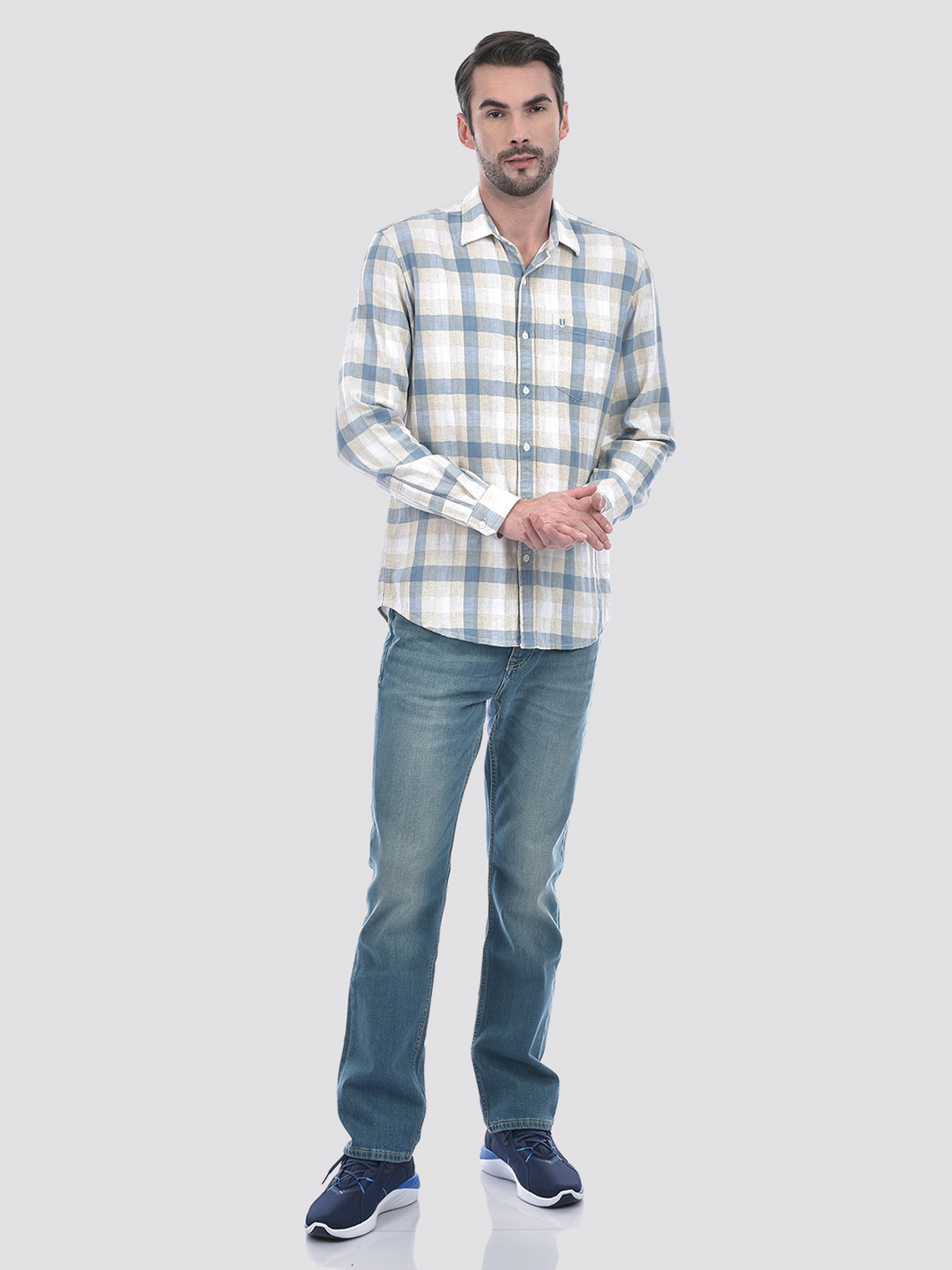 Numero Uno Men Checkered Blue Shirt